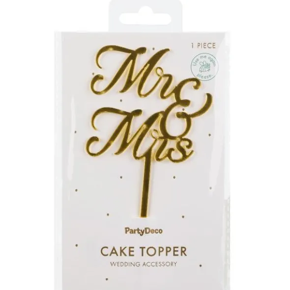 Mr & Mrs Cake Topper Guld