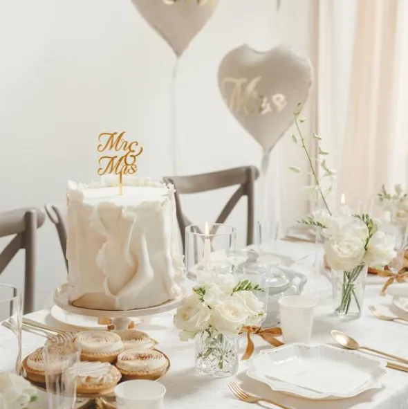 Mr & Mrs Cake Topper Guld