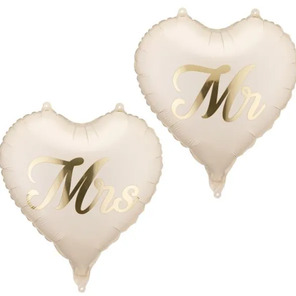 Mr & Mrs Folieballonger Hjärta 2-pack