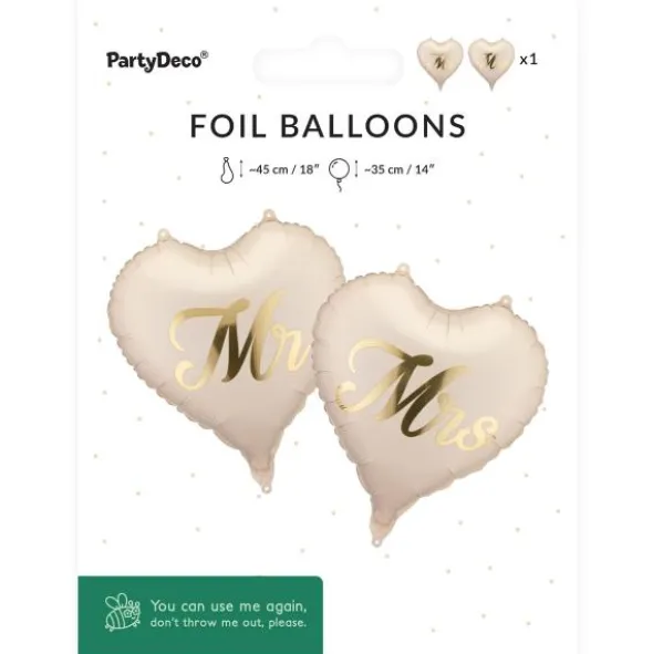 Mr & Mrs Folieballonger Hjärta 2-pack