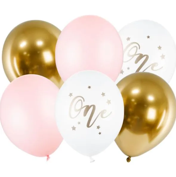 One Latexballonger Rosa och Guld