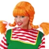 Orange Peruk med Utstickande Flätor