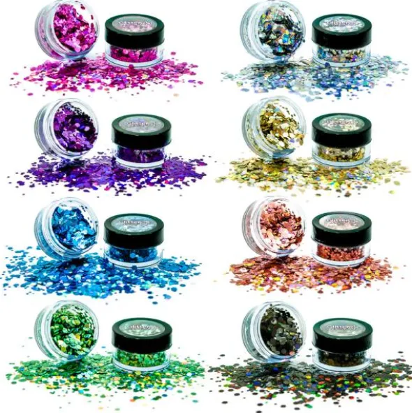PaintGlow Chunky Ansikts- och Kroppsglitter Holografiskt (Blå)