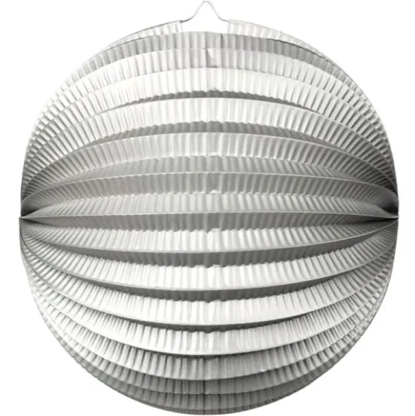 Papperslykta Rund Metallic Silver