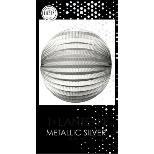 Papperslykta Rund Metallic Silver
