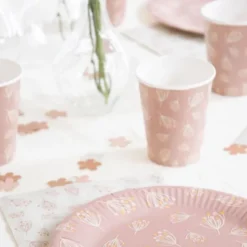 Pappersmuggar Blomning Rosabrun 8-pack