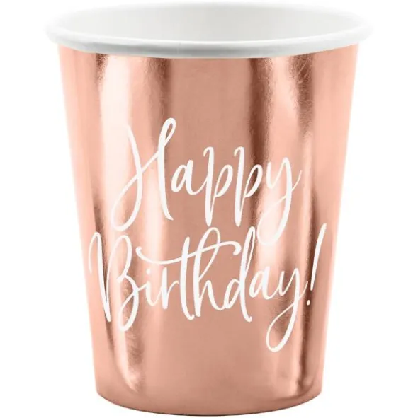 Pappersmuggar Happy Birthday Roseguld