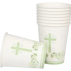 Pappersmuggar med Kors & Bladkrans 8-pack