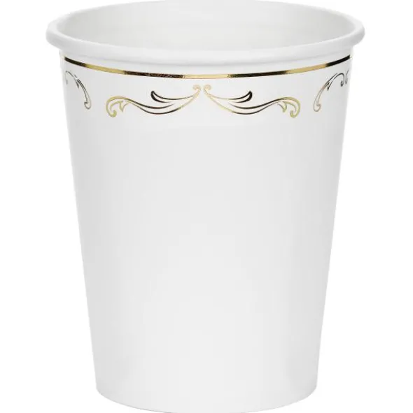 Pappersmuggar Ornament Guld/Vit 22 cl 6-pack