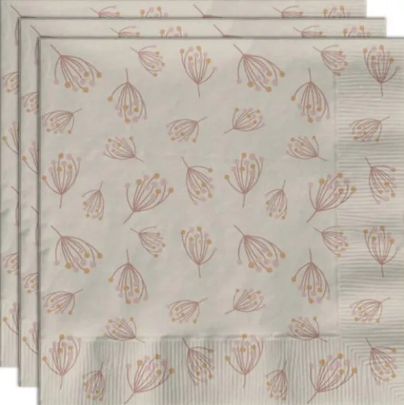 Pappersservetter Blomning Beige/Rosa 20-pack