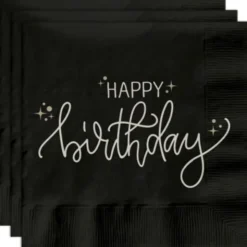 Pappersservetter Happy Birthday Svart 20-pack