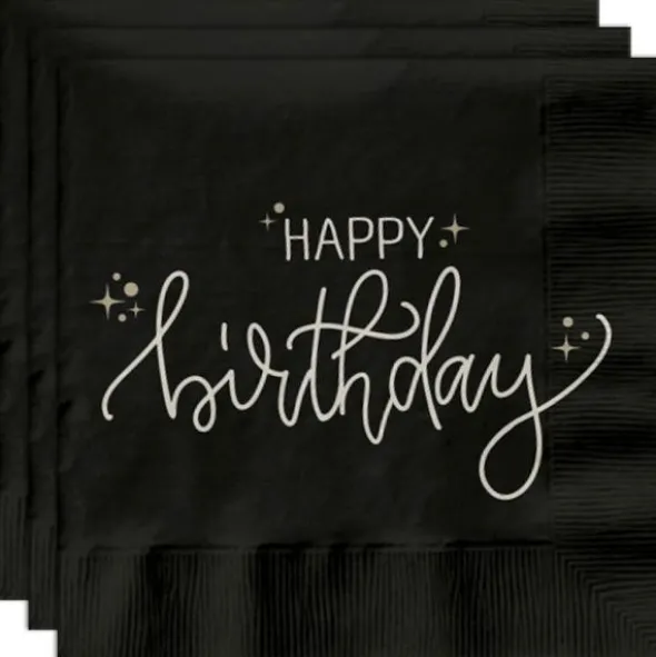 Pappersservetter Happy Birthday Svart 20-pack