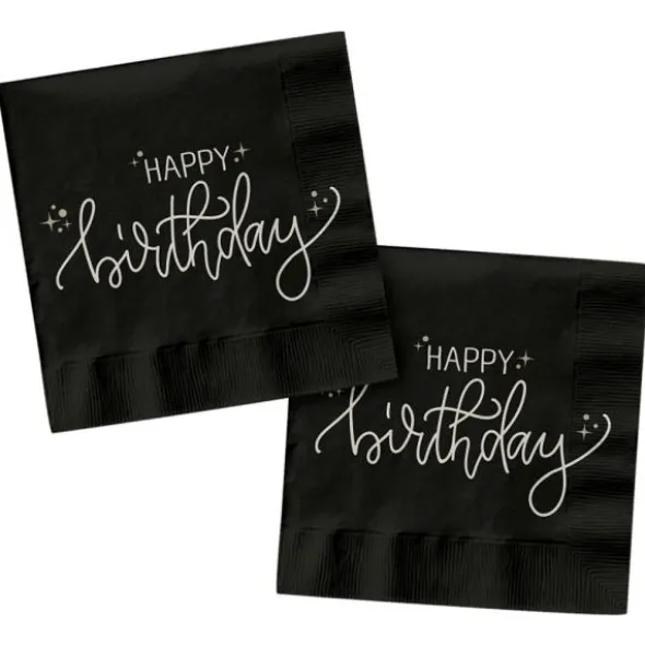 Pappersservetter Happy Birthday Svart 20-pack