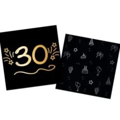 Pappersservetter Svart 30 år 16-pack