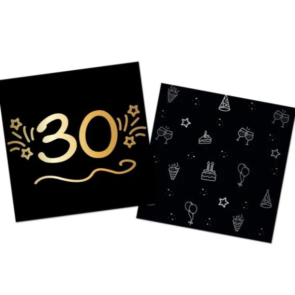 Pappersservetter Svart 30 år 16-pack