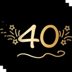 Pappersservetter Svart 40 år 16-pack