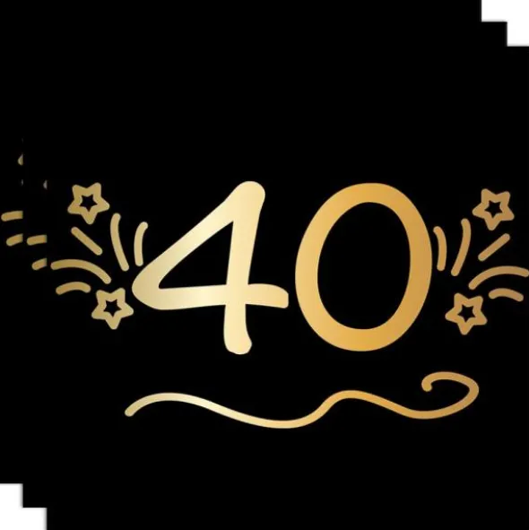 Pappersservetter Svart 40 år 16-pack