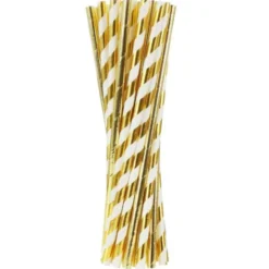 Papperssugrör Guld/Vit 24-pack