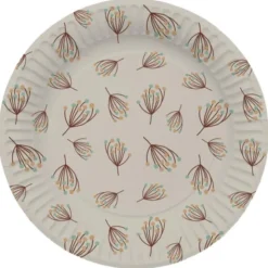 Papperstallrikar Blomning Beige 8-pack
