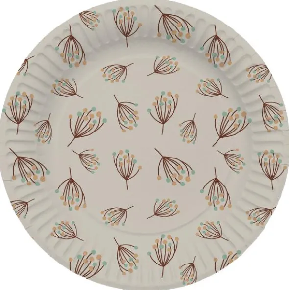 Papperstallrikar Blomning Beige 8-pack
