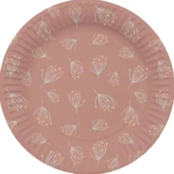 Papperstallrikar Blomning Rosabrun 8-pack