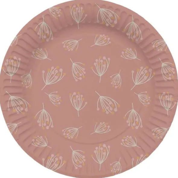 Papperstallrikar Blomning Rosabrun 8-pack