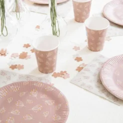 Papperstallrikar Blomning Rosabrun 8-pack