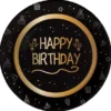 Papperstallrikar Happy Birthday Svart 8-pack