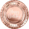 Papperstallrikar Happy Birthday Roseguld