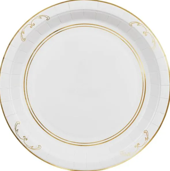 Papperstallrikar Ornament Guld/Vit 23 cm 6-pack