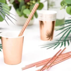 Pappersugrör Roséguld 250-pack