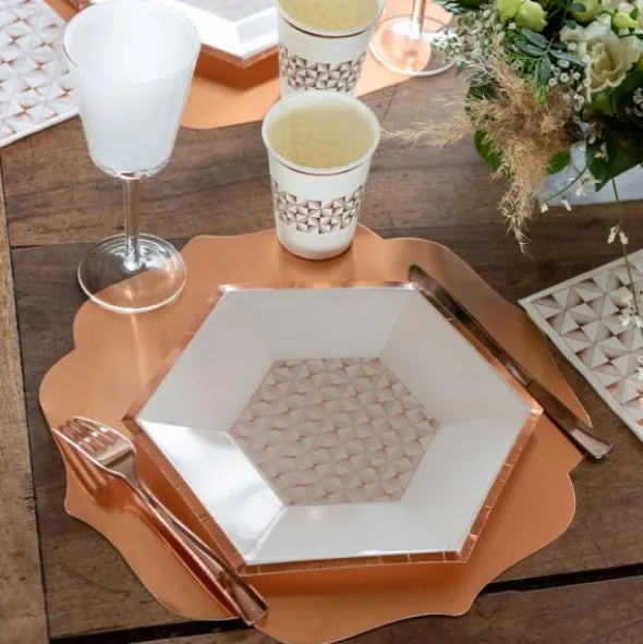 Papptallrikar Art Deco Roseguld