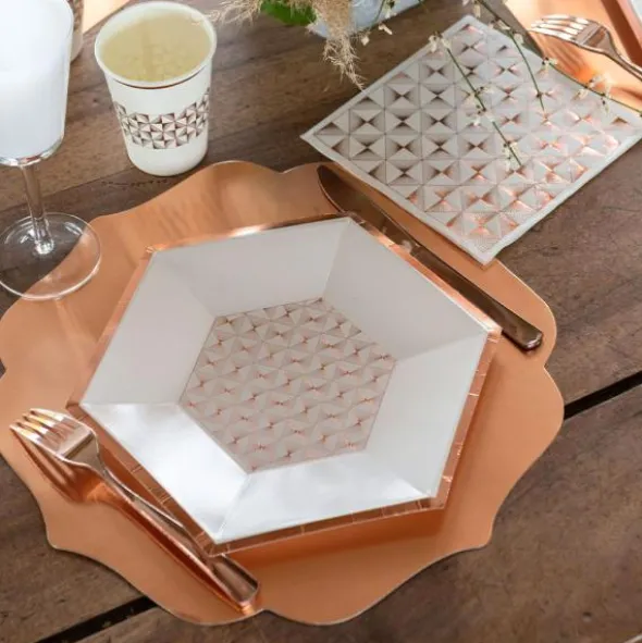Papptallrikar Art Deco Roseguld