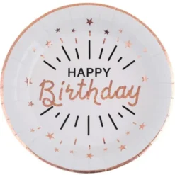 Papptallrikar Happy Birthday Party Roseguld