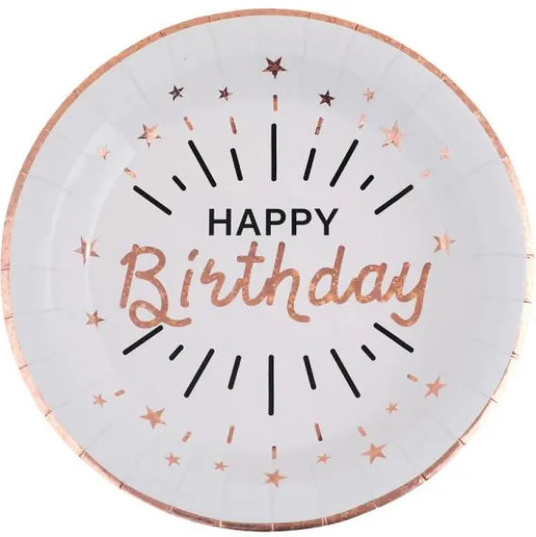 Papptallrikar Happy Birthday Party Roseguld