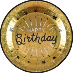 Papptallrikar Happy Birthday Party Guld