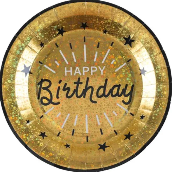 Papptallrikar Happy Birthday Party Guld
