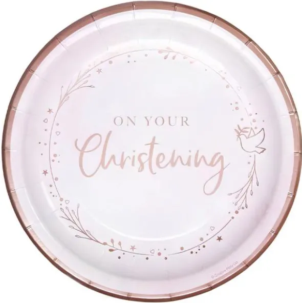 Papptallrikar On Your Christening Ljusrosa
