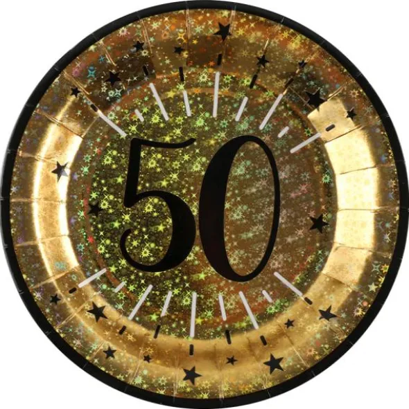 Papptallrikar 50 År Birthday Party Guld