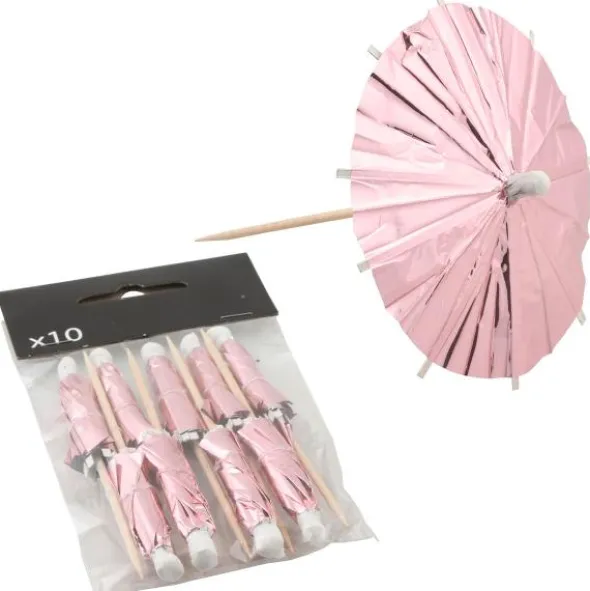 Partyparasoll Metallic Ljusrosa 10-pack