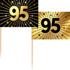 Partypicks 95 år Guld/Svart 50-pack