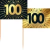Partypicks 100 år Guld/Svart 50-pack