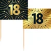 Partypicks 18 år Guld/Svart 50-pack