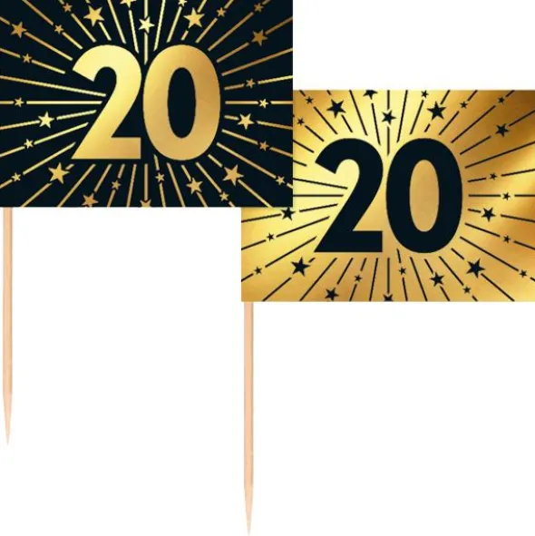 Partypicks 20 år Guld/Svart 50-pack