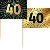 Partypicks 40 år Guld/Svart 50-pack