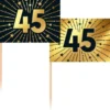 Partypicks 45 år Guld/Svart 50-pack