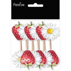 Partypinnar Prästkragar/Jordgubbar 12-pack