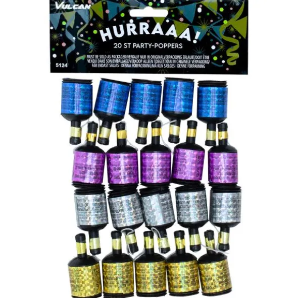 Party Poppers Färgmix 20-pack