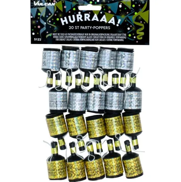 Party Poppers Guld/Silver 20-pack