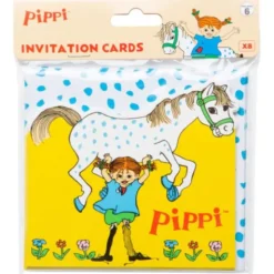 Pippi Inbjudningskort med Kuvert 8-pack